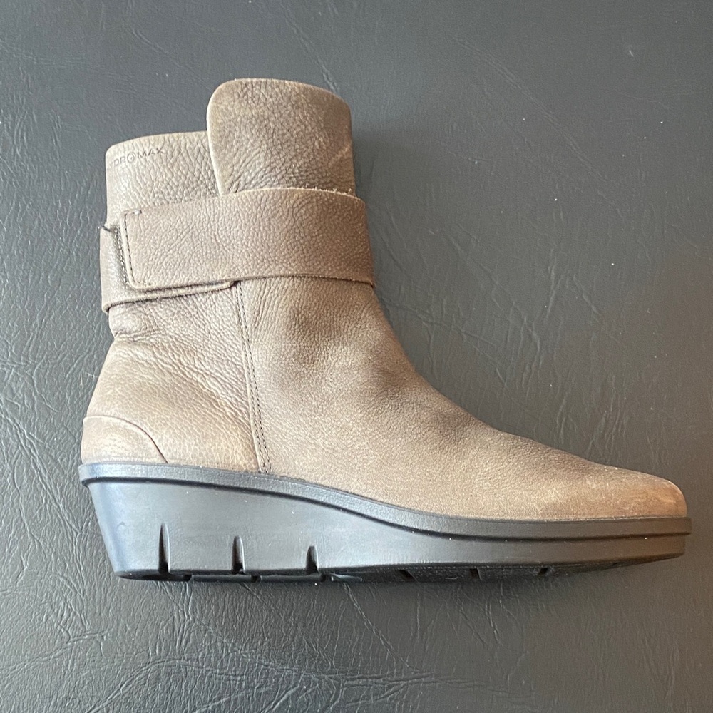 ECCO Taupe Ankle Boots with Wedge Heel